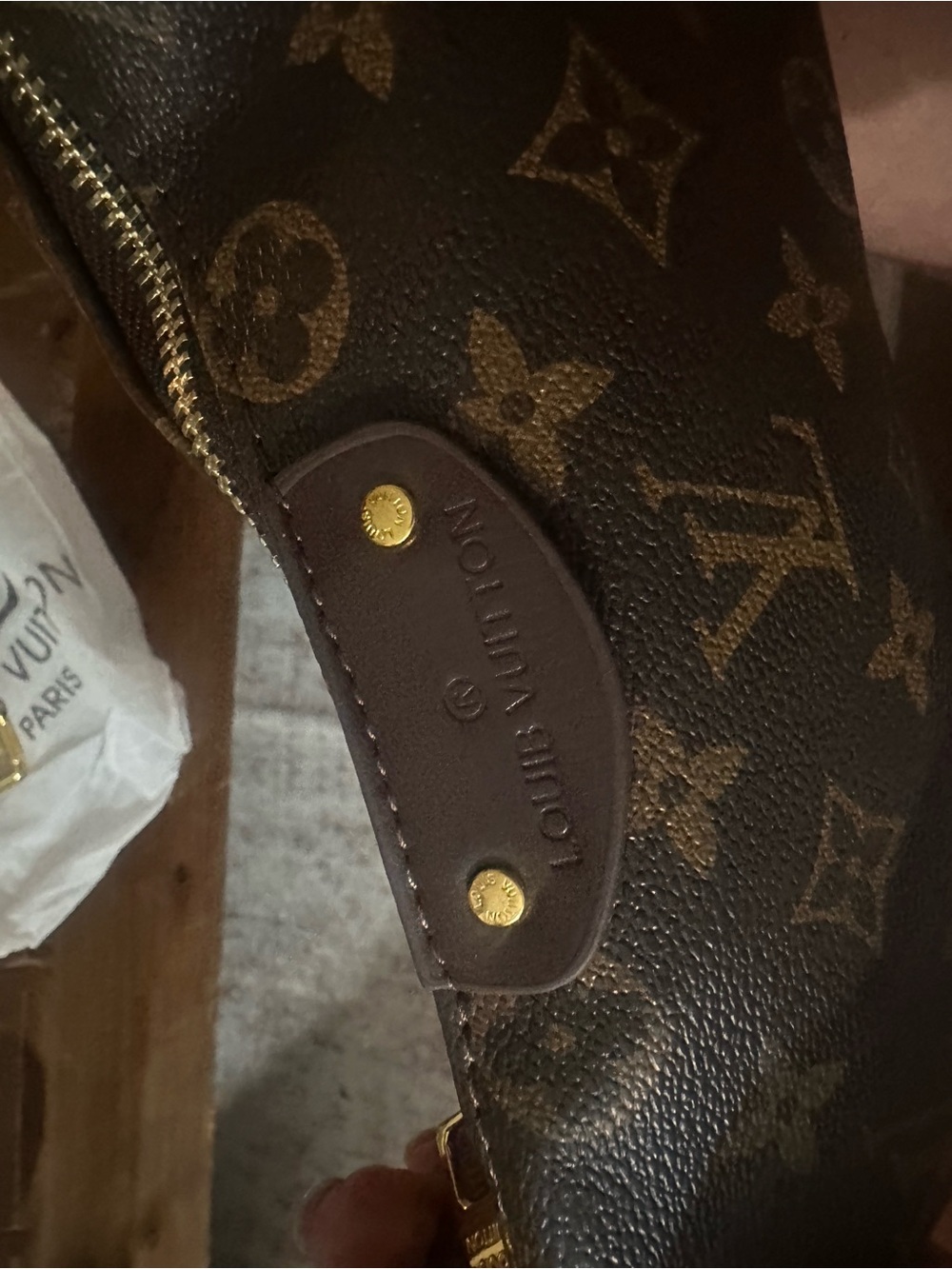 Source Unknown Brown & Gold Monogram Shoulder Bag - Picture 7 of 13